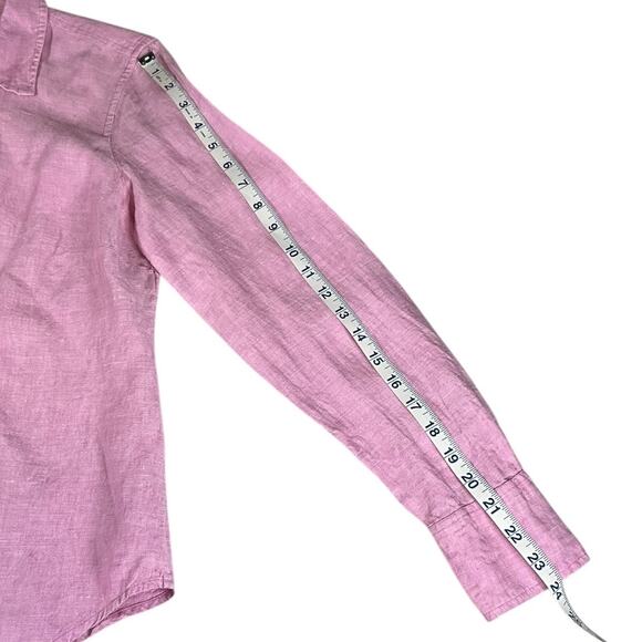 J.Crew Baird McNutt Irish 100% Linen Shirt Size 6 Pink Button Down Long Sleeve - Picture 6 of 8